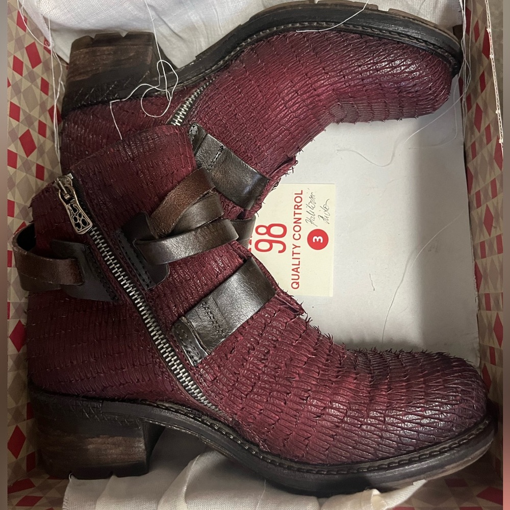 A.S.98 Burgundy Combat Boots